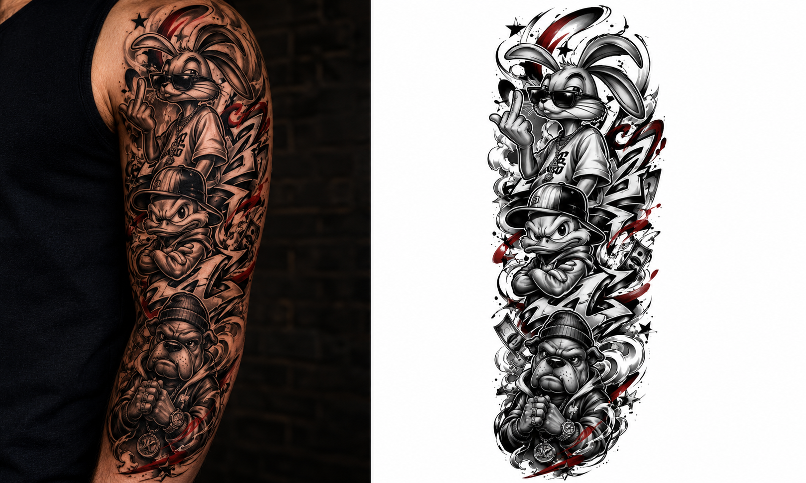 Stacked Attitude tattoo model preview